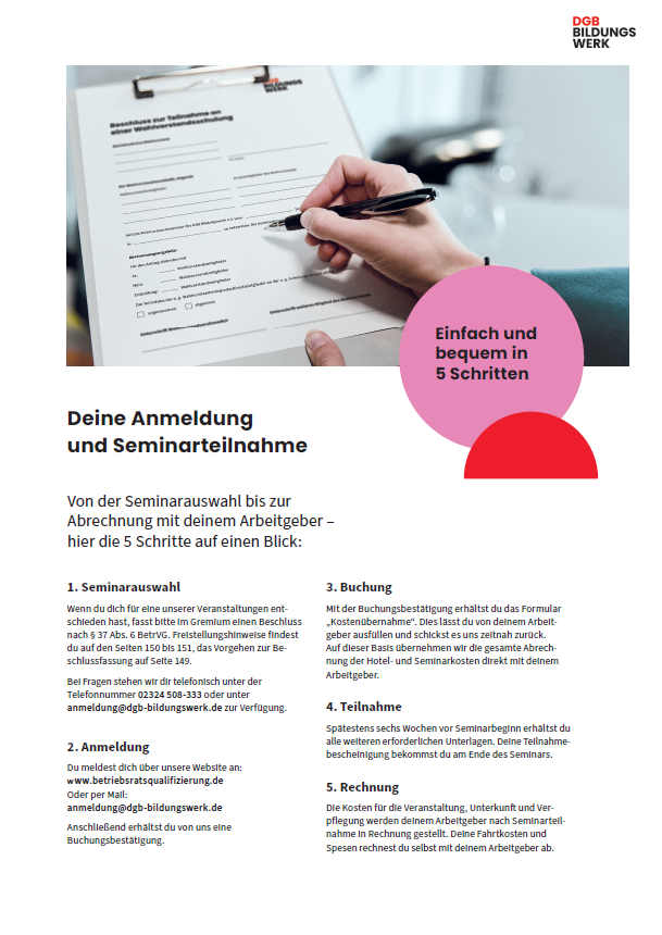 Seminarauswahl in 5 Schritten Screenshot