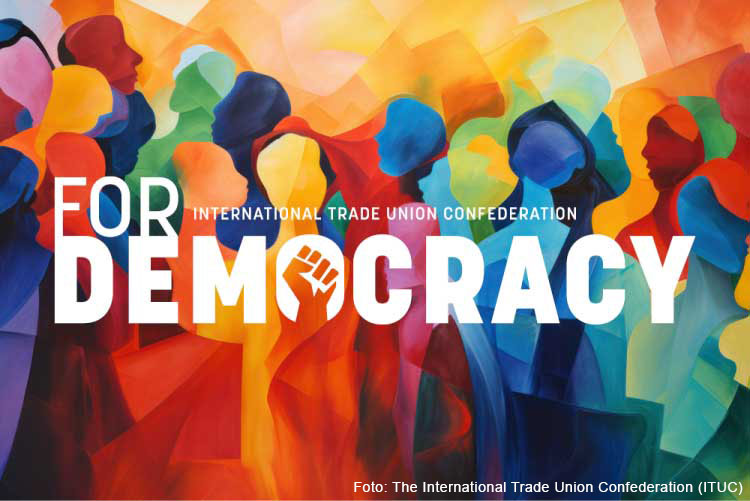Schriftzug For Democracy der IGB Kampagne