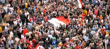 Massenprotest auf dem Tahrir-Platz in Kairo, Ägypten 2011.